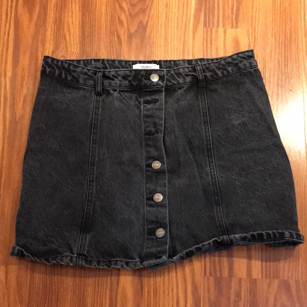Black denim skirt